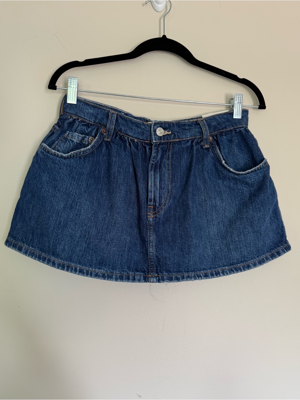 NEW We The Free Demi Denim Mini Skort Medium Wash Sz 26 Mid Rise A Line Fit - Picture 1 of 5